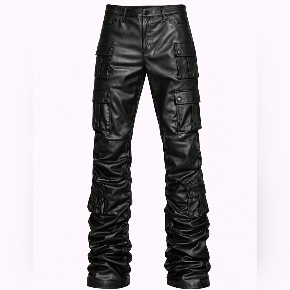 Smoke Rise Men's Stacked Flare Cargo Pants - Black